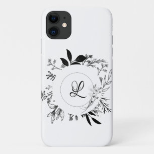 Beauful Wild Flowers Doodle Monogram Case-Mate iPhone Case