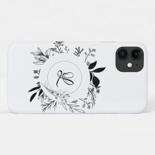 Beauful Wild Flowers Doodle Monogram Case-Mate iPhone Case (Achterkant (horizontaal))
