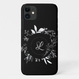 Beauful Wild Flowers Doodle Monogram Hoesje-Mate i Case-Mate iPhone Case