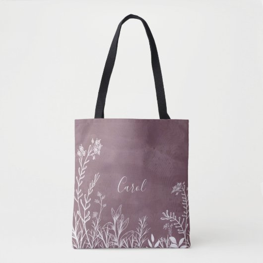 Beauful Wild Flowers Doodles Canvas tas (Voorkant)