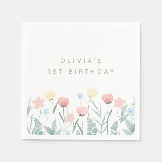 Beauful Wildflower Bouquet Birthday Servet (Voorkant)