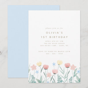 Beauful Wildflower Bouquet Birthday Uitnodiging