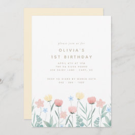 Beauful Wildflower Bouquet Birthday Uitnodiging