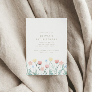 Beauful Wildflower Bouquet Birthday Uitnodiging