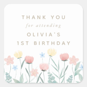 Beauful Wildflower Bouquet Birthday Vierkante Sticker