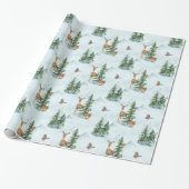 Beauful Winter Animals Young Deer Squirrel Birds Cadeaupapier (Uitgerold)