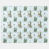 Beauful Winter Animals Young Deer Squirrel Birds Fleece Deken (Voorkant (Horizontaal))
