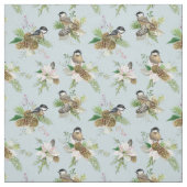 Beauful Winter Bird en Flowers Stof (Swatch)