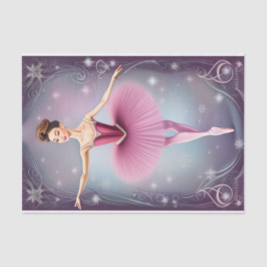 Beauful Winter Brunette Ballerina Pink Paars Tissuepapier (Voorkant)