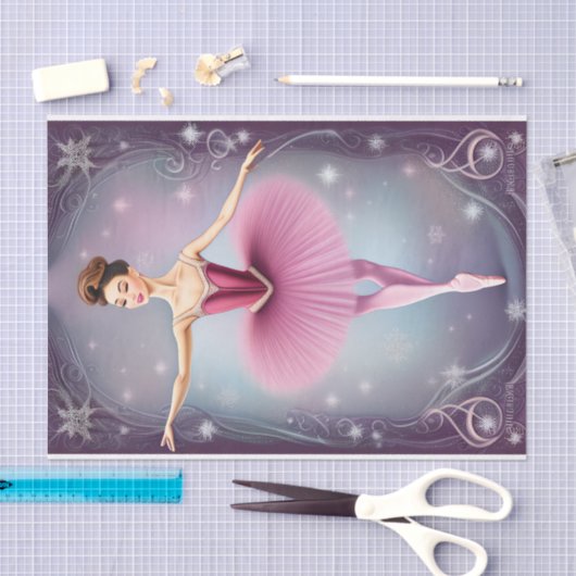 Beauful Winter Brunette Ballerina Pink Paars Tissuepapier (Craft)