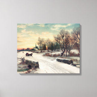 Beauful Winter Landescape Painvas Canvas Afdruk