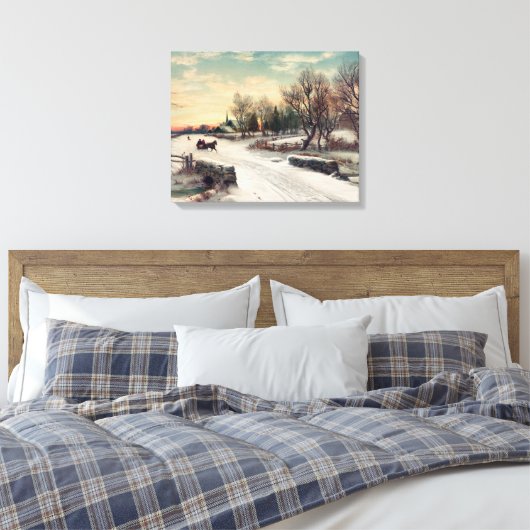 Beauful Winter Landescape Painvas Canvas Afdruk (Insitu (Slaapkamer))