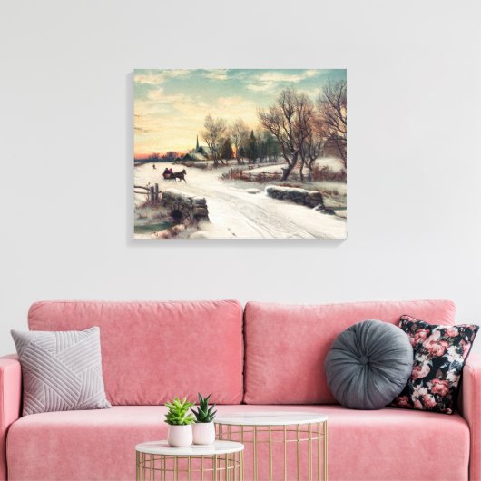 Beauful Winter Landescape Painvas Canvas Afdruk (Insitu (Woonkamer))