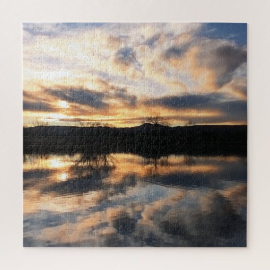 Beauful Winter Sunset over Lake Foto Legpuzzel (Verticaal)