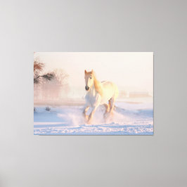 Beauful Winter White Horse Canvas Afdruk