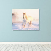 Beauful Winter White Horse Canvas Afdruk (Insitu (Houten vloer))