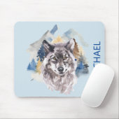 Beauful Wolf Head Waterverf Forest Name Option Muismat (Met muis)