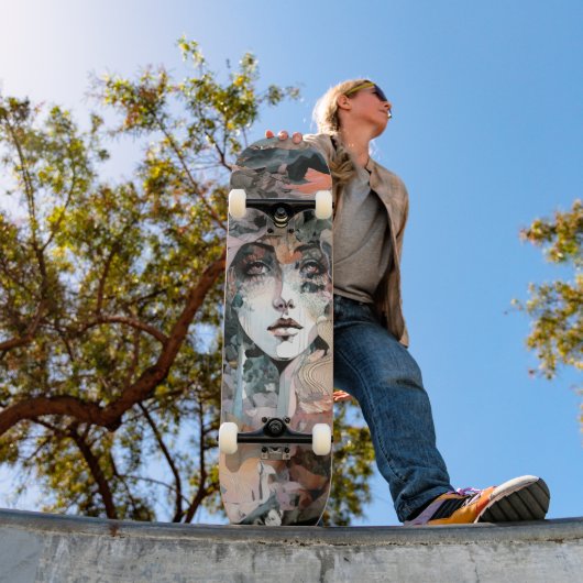 Beauful Woman Collage Persoonlijk Skateboard (Buiten 1)