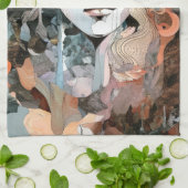 Beauful Woman Collage Theedoek (Gevouwen)