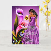 Beauful Woman & Lily Flowers Moederdag Kaart (Gele Bloem)