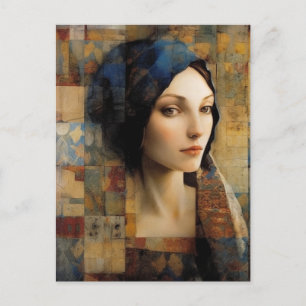 Beauful Woman Mixed Media Collage Briefkaart