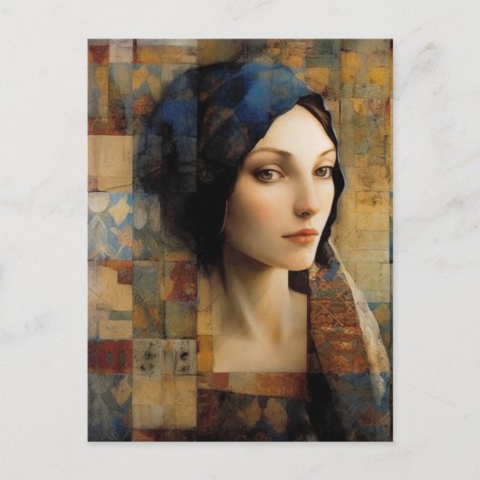 Beauful Woman Mixed Media Collage Briefkaart (Voorkant)