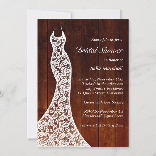 Beauful Wood Bridal Shower Invitation Kaart (Voorkant)