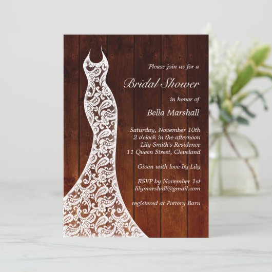Beauful Wood Bridal Shower Invitation Kaart (Staand voorkant)