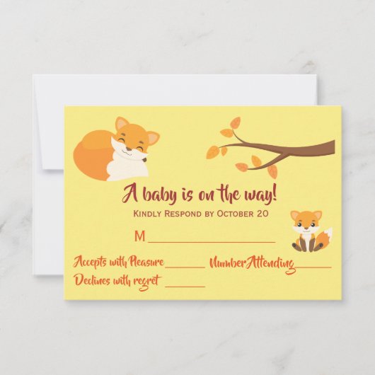 Beauful Woodland Theme Baby shower RSVP Kaartje (Voorkant)
