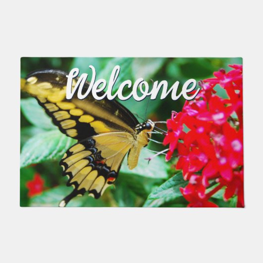 Beauful Yellow Black Butterfly Foto Welkom Deurmat (Voorkant)