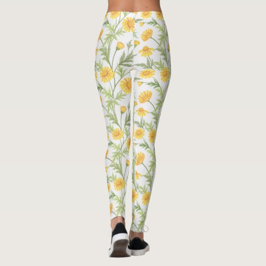 Beauful Yellow Daisy Flowers Pattern Leggings (Achterkant)
