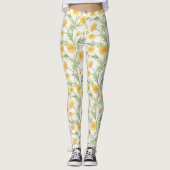 Beauful Yellow Daisy Flowers Pattern Leggings (Voorkant)