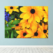 Beauful Yellow Daisy Foto Canvas Afdruk (Insitu (Houten vloer))
