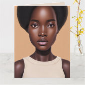 BEAUITFUL ZWARTE MEISJES VROUWENKAARTEN VOOR VROUW KAART (Gele Bloem)