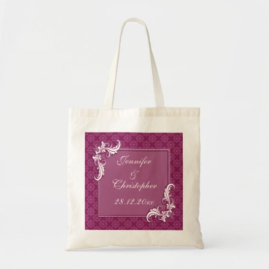 Beaujolais Damask en Floral Lijst bruiloft Tote Bag (Voorkant)