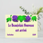 Beaujolais nouveau uitnodiging crème (Staand voorkant)