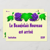 Beaujolais nouveau uitnodiging crème (Voorkant / Achterkant)