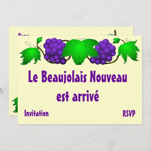 Beaujolais nouveau uitnodiging crème (Voorkant / Achterkant)