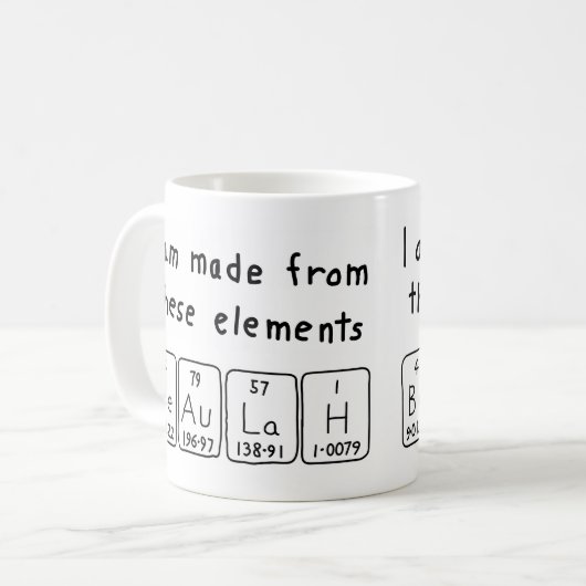 Beaulah periodieke lijstnaam mok (Voorkant links)