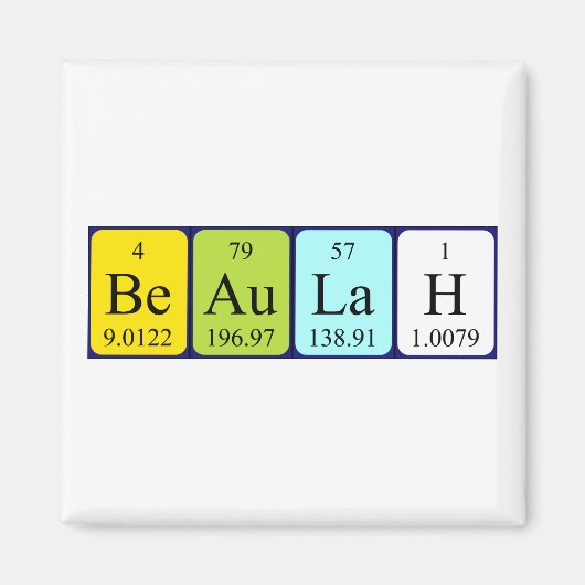 Beaulah periodieke tabelnaam magnet (Voorkant)