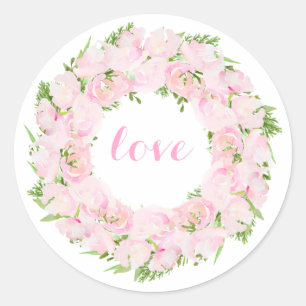 Beauliful Love Waterverf Flower Wreater Ronde Sticker