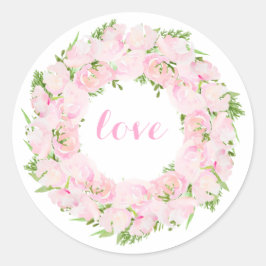 Beauliful Love Waterverf Flower Wreater Ronde Sticker