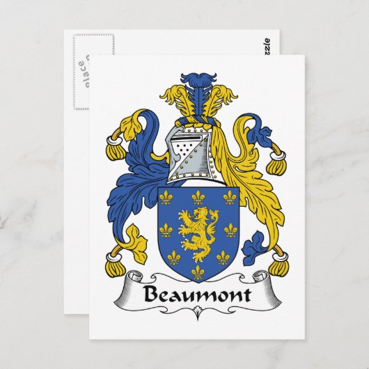 Beaumont Family Crest Briefkaart (Voorkant / Achterkant)