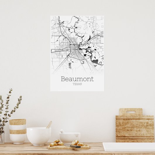 Beaumont Map - Texas - City Map Poster (Keuken)