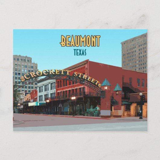 Beaumont Texas Downtown Crockett Street Briefkaart (Voorkant)