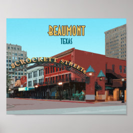 Beaumont Texas Downtown Crockett Street Vintage Poster