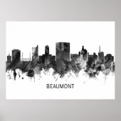 Beaumont Texas Skyline BW Poster (Voorkant)