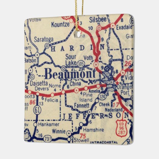 Beaumont TX  kaart Keramisch Ornament (Links)