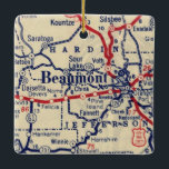 Beaumont TX  kaart Keramisch Ornament<br><div class="desc">Beaumont Texas kerstsierman gemaakt met een  routekaart uit 1945.</div>