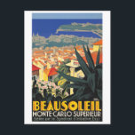 Beausoleil, Frankrijk, Frans riviera, vintage-reis Briefkaart<br><div class="desc">Ideaal afbeelding voor uw nieuwe afdrukontwerp. Het kan een mooi cadeau of een "finale aanraking" zijn om thuis te versieren.</div>